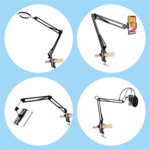 Desk lamp Clamp: 2PACK 1/2 Enlarge Hole Replacement C Clamp for Desk Light,Magnifying Glass with Light,Table Mic Stand,Mic Arm Desk Mount,Swing Arm Phone Holder,for Home Office Work Task (BLACK) - color: Black