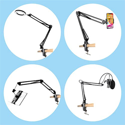 Desk lamp Clamp: 2PACK 1/2 Enlarge Hole Replacement C Clamp for Desk Light,Magnifying Glass with Light,Table Mic Stand,Mic Arm Desk Mount,Swing Arm Phone Holder,for Home Office Work Task (BLACK) - color: Black