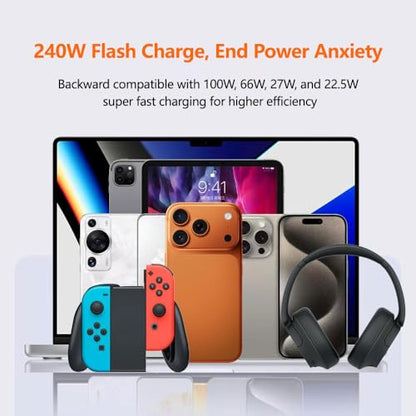 USB C to USB C Invisible Stand Charging Cable，240W Fast Charging Cable 4.9FT，Built-in Phone Support Fast Charging Cord for Gaming Office Travel (Black) - size: 4.9FT(C-C)