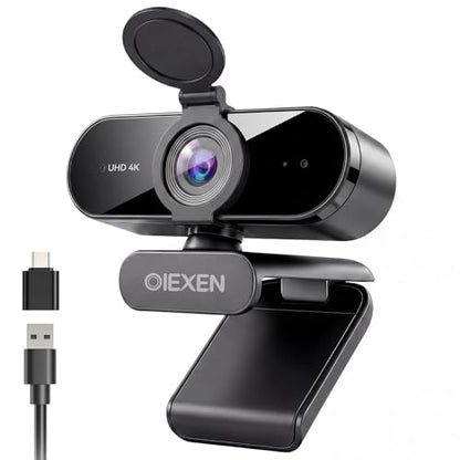 4K Ultra HD Webcam with 1/2.8''CMOS Sensor,PDAF Auto Focus 1080P@60FPS,Dual Noise-Canceling Mics, Privacy Cover,USB Streaming Webcam for PC/Mac,Gaming,Video Calling,Live Streaming&Meetings