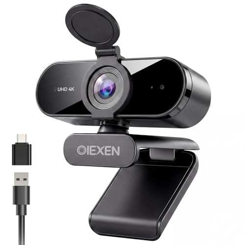 4K Ultra HD Webcam with 1/2.8''CMOS Sensor,PDAF Auto Focus 1080P@60FPS,Dual Noise-Canceling Mics, Privacy Cover,USB Streaming Webcam for PC/Mac,Gaming,Video Calling,Live Streaming&Meetings