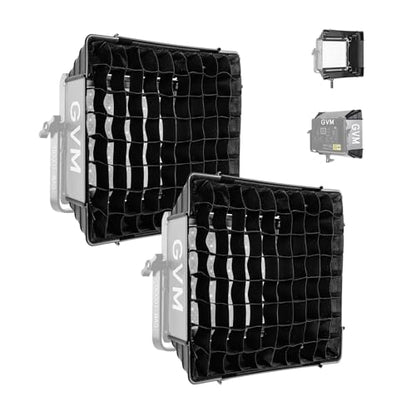 GVM Foldable Softbox with Diffusers/Honeycomb Grid, 2 Packs Softbox Lighting Kit Compatible with GVM 680RS/880RS/1000D RGB Video Light for YouTube/Portrait Photography/Product Shoots/Live Streaming