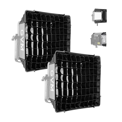 GVM Foldable Softbox with Diffusers/Honeycomb Grid, 2 Packs Softbox Lighting Kit Compatible with GVM 680RS/880RS/1000D RGB Video Light for YouTube/Portrait Photography/Product Shoots/Live Streaming