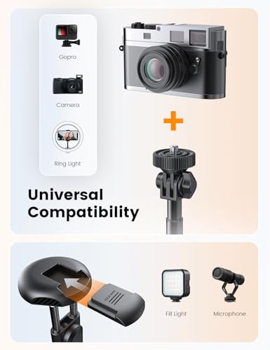 ANXRE 71" Phone Tripod, NT79 Extendable Selfie Stick with 1/4" Camera Mount for Cell Phone＆Camera, Phone Tripod Stand Holder with Remote Compatible with iPhone Android, Camera - color: Black