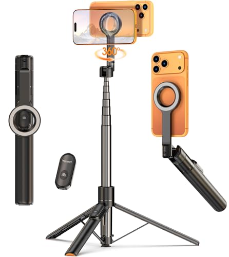 for Mag Safe Tripod for iPhone, 360° Angle for Front & Rear Shooting, 65” Selfie Stick for iPhone Android with Remote & Metal Ring,Magnetic Tripod Stand for Video Recording Travel Vlog Live Streaming