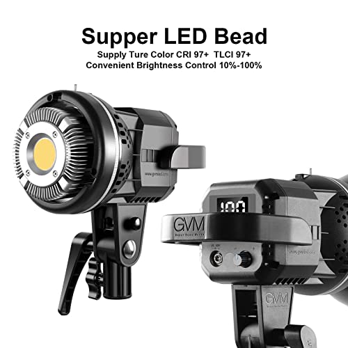 GVM 80W CRI97+ 5600K Dimmable LED Video Lights with Bowens Mount Kit Continuous Output Lighting Spotlight for YouTube Vlog Wedding Photography Shooting Light with Reflector