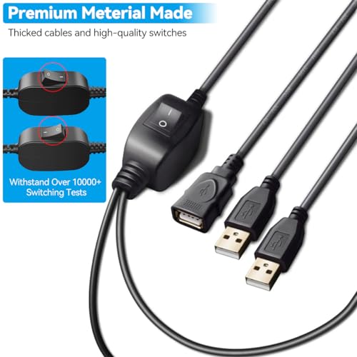 Herfair Printer Splitter for Two Computers USB A Splitter 1 in 2 Out for Share One Printer/Scanner/Fax Machine/USB Peripherals to Two Laptops/PCs/Computers, 5FT+5FT Cables - size: 1