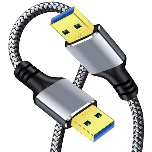 Tan QY USB 3.0 A to A Male Cable 1Ft, USB Male to Male Cable Double End USB Cord Compatible with Hard Drive Enclosures, DVD Player, Laptop (Silver, 1FT) - size: 1FT