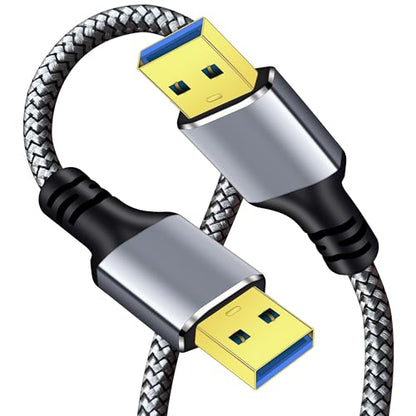 Tan QY USB 3.0 A to A Male Cable 15Ft, USB Male to Male Cable Double End USB Cord Compatible with Hard Drive Enclosures, DVD Player, Laptop (Silver, 15FT) - size: 15FT