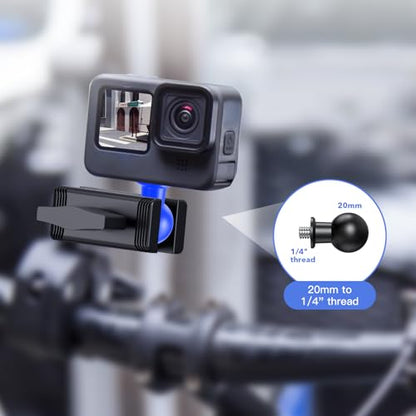 20mm Ball Head Adapter Kit – Converts to 1/4"-20 Screw, 17mm & 25mm Ball – for GPS, Camera, Phone Mounts, iOttie, Tackform, Scosche, More