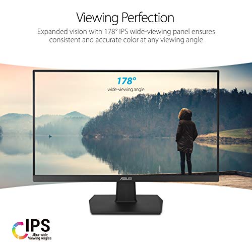 ASUS 24 Inch Desktop Monitor - 75Hz, Full HD (1920x1080), IPS, Frameless, Adaptive-Sync, Eye Care, HDMI, D-Sub DVI-D - VA24EHE - style: 75hz Frameless