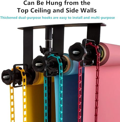 3 Roller Photography Backdrop Background Support Wall Mount Manual Pull Down System for Photo Studio with 6 Expand Bars + 3 Chains + 2 Tri-fold Hooks for Holding 3 Backdrops