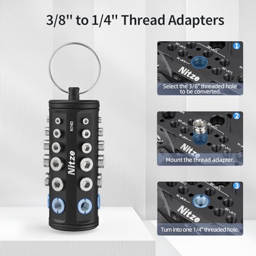 Nitze 36Pcs Camera Screws and Wrenches Storage Kit, with 1/4", 3/8", M2.5, M3, M4, M5 Screws, 3/8" to 1/4" Thread Adapters, Wrenches and Srcrewdriver, Easy to Carry - N74D