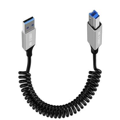 Coiled USB A to B Printer Cable Coiled USB 3.0 Printer Cable Super Speed 5Gbps, for Scanner, External Hard Drives, Multifunction Printers (USB A, 1.5 m) - color: USB A, size: 1.5 m