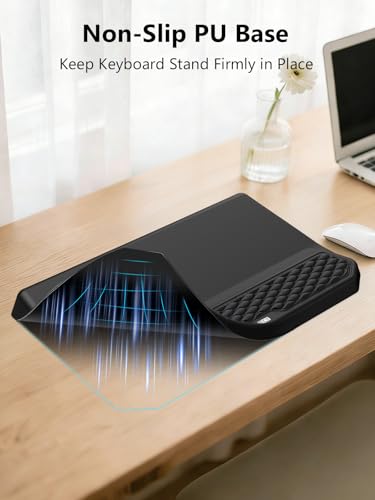 2-in-1 Ergonomic Keyboard Stand with Wrist Rest, Comfy Keyboard Riser Holder with Massage Design, Black - color: Black