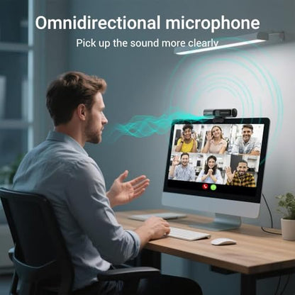 5MP Webcam for PC, 2K HD Camera with Privacy Cover, 78° FOV Auto-Focus & Dual Noise-Reducing Mic, Plug&Play USB Webcam for Streaming, Conferencing, Zoom, Skype, Teams