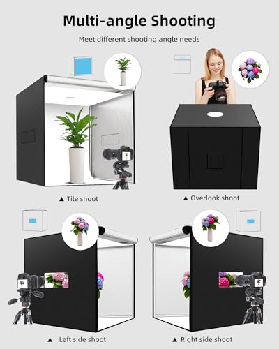 Glendan 32"x32" Light Box Photography, Large Photo Light Box with 3 Light Panels, 792 LED Beads, CRI >95, Professional Photo Booth Shooting Tent Kit with 4 Color Backdrops for Product Photography - size: 32*32 inch