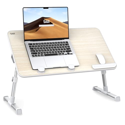 Laptop Desk Table, SAIJI Adjustable Laptop Stand, Portable Lap Desks with Foldable Legs, Notebook Standing Breakfast Tray Reading Desk for Sofa Couch Bed Floor (Teak,Medium Size) - color: Teak, size: 20.5*11.8 inches