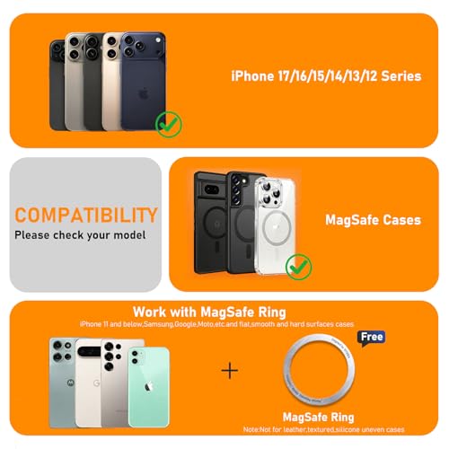 IST IDEA for Magsafe Tripod, Tripod for iPhone Lightweight Aluminum Alloy & Angle Adjustment & Strong Magnets iPhone Tripod Stand Compatible with 17/16/15/14/13/12 (Included Metal Ring) - color: Grey