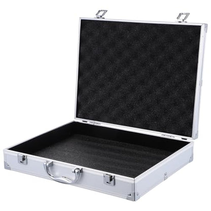 SUPVOX Aluminum Toolbox Lockable Storage Case for Tools Electronics and Accessories - Durable Silver Hard Case with Carry Handle - Large Capacity 14.57X11.22X2.95 Inches - color: Silver