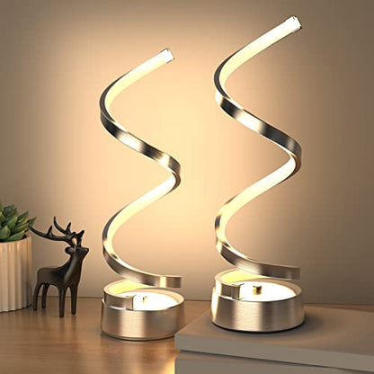 NUÜR Table Lamps for Living Room Set of 2, Silver Dimmable LED Lamp, Small Bedside Lamps, Nightstand Lamp for Bedroom Office Home Living Room - color: Silver 2 Pack