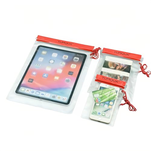YUMQUA Clear Waterproof Bag, Waterproof Document Pouch Passport Holder Water Tight Map Case Waterproof Pouch Water Proof Small Dry Bags for Kindle Phone Tablet Camera, Kayak Boat PaddleBoard - color: Red