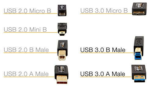 Amazon Basics USB-A to USB-B 3.0 Cable, 4.8Gbps High-Speed with Gold-Plated Plugs, 6 Foot, Black (Pack of 2) - size: 6 Feet (Pack of 2)
