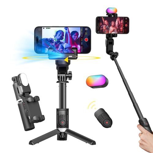 AOCHUAN Gimbal Stabilizer for Smartphone, 4 in 1 Phone Gimbal w/360° Rotation for iPhone/Andriod Sefie Stick Tripod w/Auto Face Tracking and Wireless Remote for TIK Tok YouTube Vlogging-M1 Pro Black - color: Black