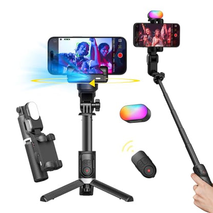 AOCHUAN Gimbal Stabilizer for Smartphone, 4 in 1 Phone Gimbal w/360° Rotation for iPhone/Andriod Sefie Stick Tripod w/Auto Face Tracking and Wireless Remote for TIK Tok YouTube Vlogging-M1 Pro Black - color: Black