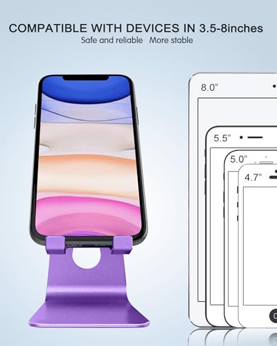 CreaDream Adjustable Cell Phone Stand, Phone Stand, Cradle, Dock, Holder, Aluminum Desktop Stand Compatible with Phone 15 14 13 12 11 Pro Max Plus SE, Accessories Desk, All Mobile Phones-Dark Purple - color: Dark Purple