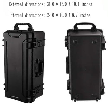 31" L x 12" W x 9" H Large Hard Case with Foam, Portable Rolling Hard Case with Wheels, Waterproof Shockproof Dustproof, Suitable for Cameras, Lenses, Camcorder, Instrument, Telescopes - size: 31 Inch