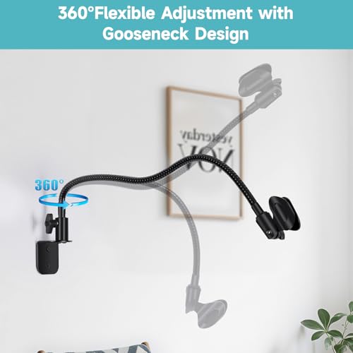 Premium Flexible Microphone Wall Mount Holder, Gooseneck Desk Microphone Wall Mount Holder - Heavy Duty Adjustable Mic Arm for Podcast, Studio, Streaming, Podium, Desk or Wall Installation