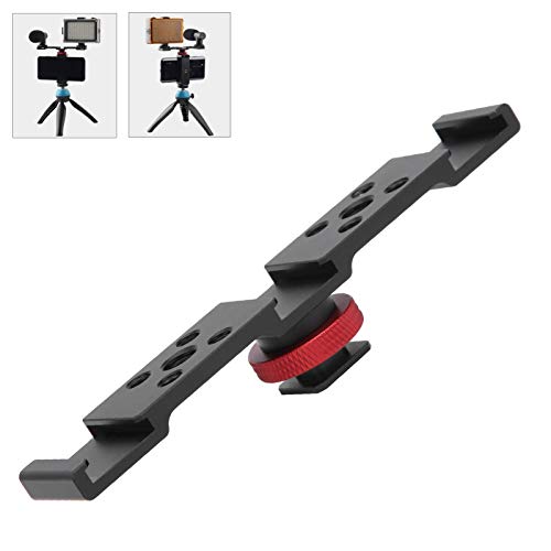 3 in 1 Hot Shoe Mount Adapter, Extension Bar Bracket Stand with 3pcs Hot Shoe Mount for Camera Mobile Phone Rabbit Cage (Black) - color: Black