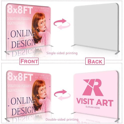 (Double-Sided Print) Tension Fabric Backdrop Trade Show Fabric Banner | 17x8 FT Custom Tension Fabric Display Large Trade Show Backdrop Display Booth Exhibit Standing Banner with Aluminum Frame - size: 17 x 8 FT