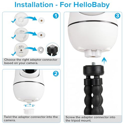 wochel Tripod Baby Monitor Mount for HelloBaby HB65/HB40/ HB6550/ HB6148/ HB6560/HB66/HB6339/HB6550 Pro, ANMEATE SM935E, Flexible Baby Camera Mount Attach Your Camera Wherever You Want (Black) - color: Black