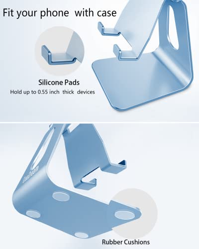 CreaDream Adjustable Cell Phone Stand, Phone Stand, Cradle, Dock, Holder, Aluminum Desktop Stand Compatible with Phone 13 12 Pro Max Charging, Accessories Desk, All Mobile Phones, Sierra Blue - color: Sierra Blue