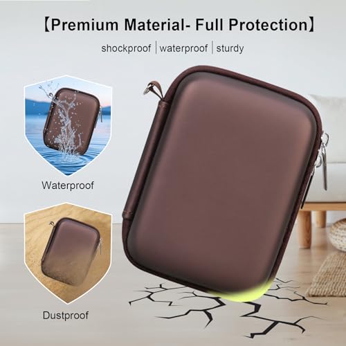 Elonbo Carrying Case for Canon PowerShot ELPH 360 HS A/ 360 HS/ 360/ IXY 650 Digital Camera, Canon PowerShot ELPH 330/190/160/115/130/110 Camera Hard Travel Bag, Mesh Pocket fits Battery Cable, Brown - color: Brown