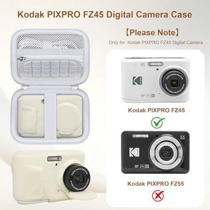 Case for Kodak PIXPRO FZ45 Digital Camera (Hard Case + Soft Silicone Cover) | Kodak PIXPRO FZ45 Digital Camera Hard Carrying Case and Soft Silicone Protective Case with Removable Lens Cover, White - color: White