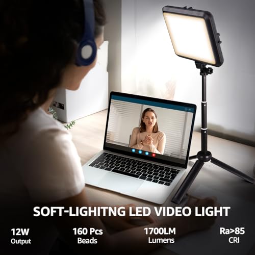 NiceVeedi LED Photography Lighting Kit, 2-Pack 8” Portable Video Light with 29" Adjustable Tripod Stand, 2800K-6500K Dimmable Softlight Studio Light for Zoom, Game Streaming, YouTube