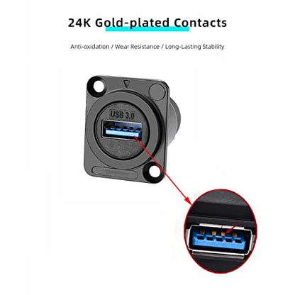 PENGLIN 5PCS USB3.0 D Series Panel-Mount Connector,Waterproof USB Port Socket 86 Panel Mount Square Female to Female Converter Data Transfer Interface Adapter for Network Industrial Equipment - size: 5PCS(USB3.0)