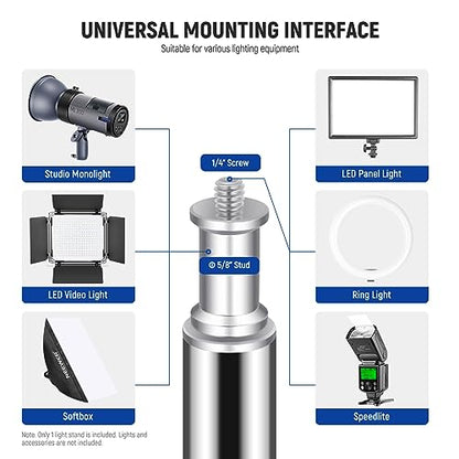NEEWER Upgraded 75"/190cm Light Stand Stainless Steel Spring Loaded, Foldable Photography Tripod Stand with Stronger Tube Joints for Strobe Softbox LED Ring Light, Max Load 13.5lb/6.5kg, ST-190SS - style: ST-190SS