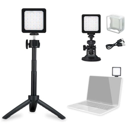 CL-36 Conference Lighting Kit with Tripod & Suction Cup for Remote Working, Mini LED Video Light for Video Conferencing, Zoom Calls, Broadcast, Live Streaming，Adjustable Laptop Video Light