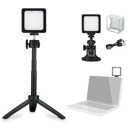 CL-36 Conference Lighting Kit with Tripod & Suction Cup for Remote Working, Mini LED Video Light for Video Conferencing, Zoom Calls, Broadcast, Live Streaming，Adjustable Laptop Video Light