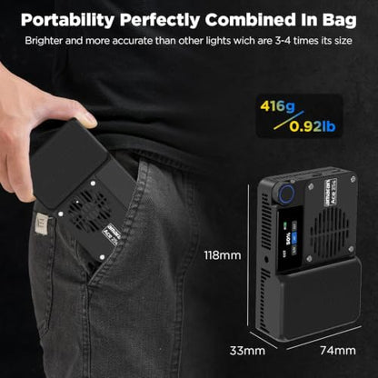 Amaran Ace 25c Pocket RGBWW LED Light, Boost Mode Up to 32W, Full-Color Mini Video Light (2,300-10,000K), 1,171 Lux@1m at 5,600K, 4500mAh Battery with PD Fast Charging for Mobile Creators (Charcoal) - color: Charcoal