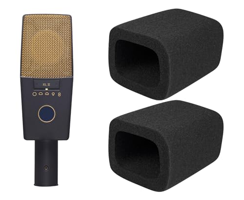 SOULWIT 2Pcs Pop Filter for AKG C414 XLII/XLS Microphone - Black | Mic Cover for AKG Pro Audio C414 XL(II/S) Condenser Microphones