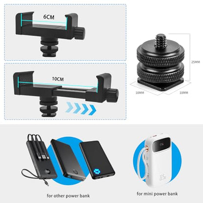 Universal Power Bank Holder 4600 with Cold Shoe Mount | Adjustable Clamp for Camera Rig, Phone Cage & Vlogging Gear | Compatible with Anker, RAVPower, INIU, DJI