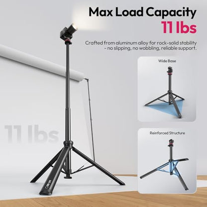 ULANZI MT-80 Aluminum Tripod Stand, 7FT Extendable Camera Phone Tripod for Travel, Auto Pop-Up, 1/4" Screw, 360 Ball Head Portable Photo Video Light Stand for DSLR Camera, Ring Light, Video Rig - size: 84 inch-Upgrade Pop-Up