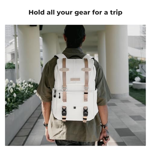 K&F CONCEPT Camera Backpack, Camera Bags for Photographers Large Capacity Camera Case with Raincover,15-15.6 Inch Laptop Compartment Compatible for Canon/Nikon/Sony/DJI Mavic Drone - color: 08-beige