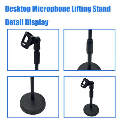 Desktop Microphone Lifting Stand Tabletop Adjustable Microphone Stand with 8.27" Height for Holding Mic, Black