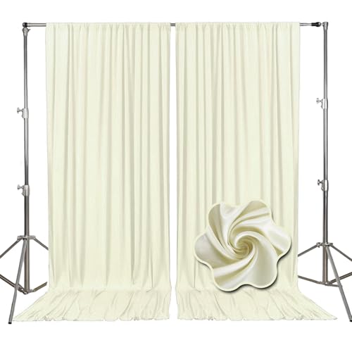 10ft x 7ft Ivory White Backdrop Curtains for Parties, Fabric Satin Background Curtain with Rod Pockets for Weddings, Birthday, Baby Shower, Photography, Graduation Party Backdrop Drapes, 2 Panels - color: Ivory White